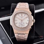 Clone Patek Philippe Nautilus Chronograph Watches Rose Gold and Diamond - Fashion Style